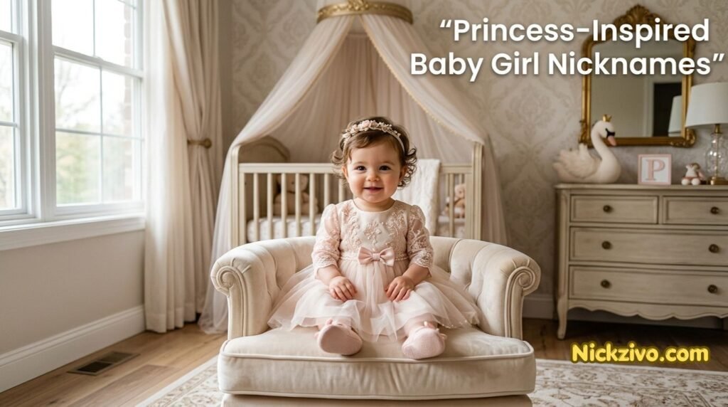Baby girl dressed in an elegant princess-style outfit