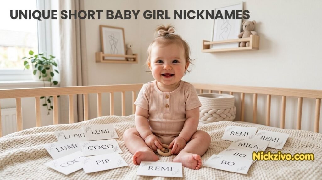 Cute baby portrait with a simple modern nursery background