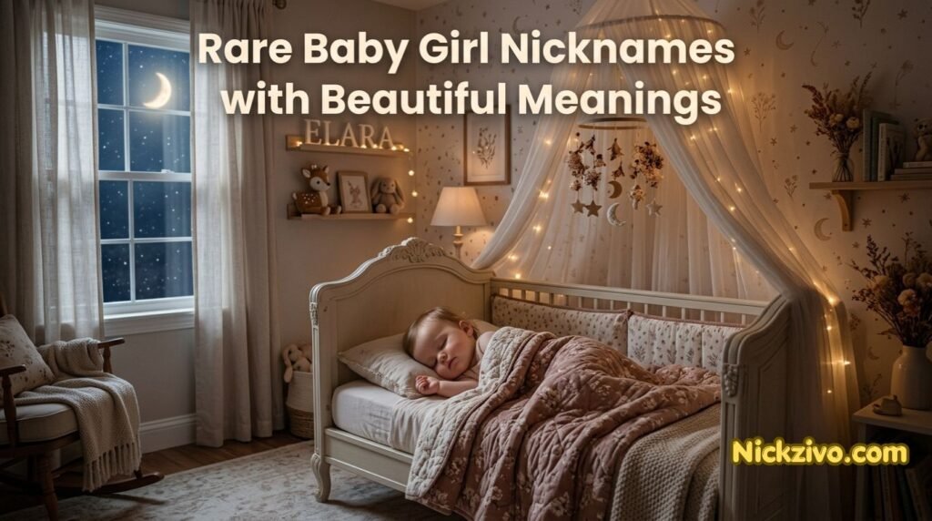 Sleeping baby girl in a peaceful nursery with soft lighting