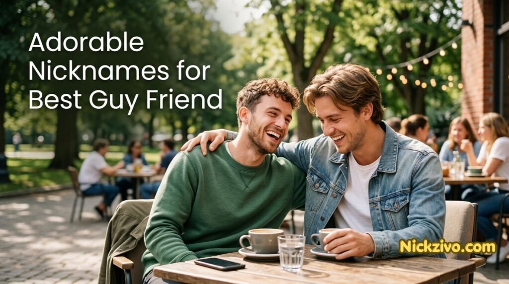 Two male best friends smiling together