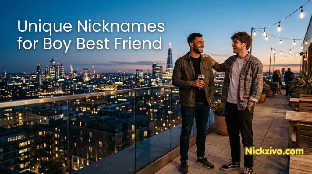 Two friends standing on a city rooftop